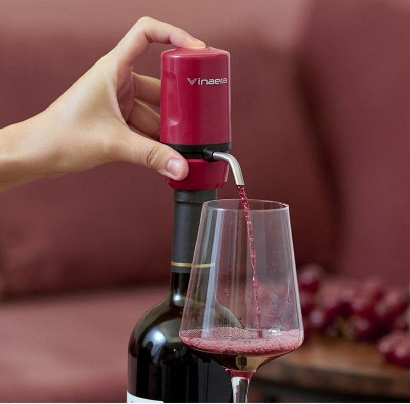 Vinaera Travel Smallest Portable Electric Wine Aerator in red