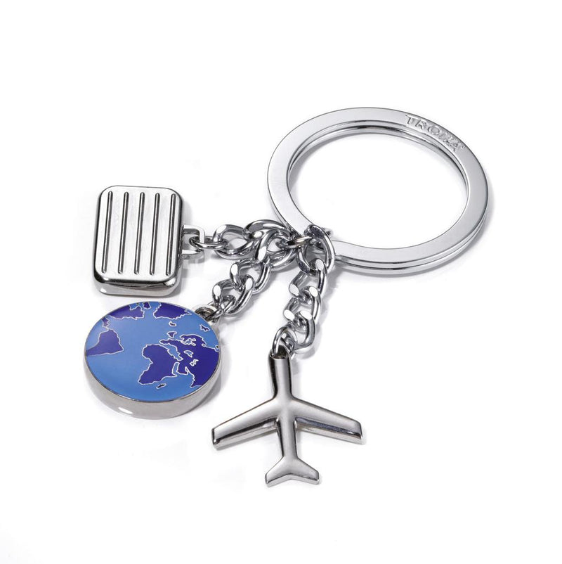 TROIKA Keychains & Keyrings - Multiple Premium Materials travel luggage world globe and plane design