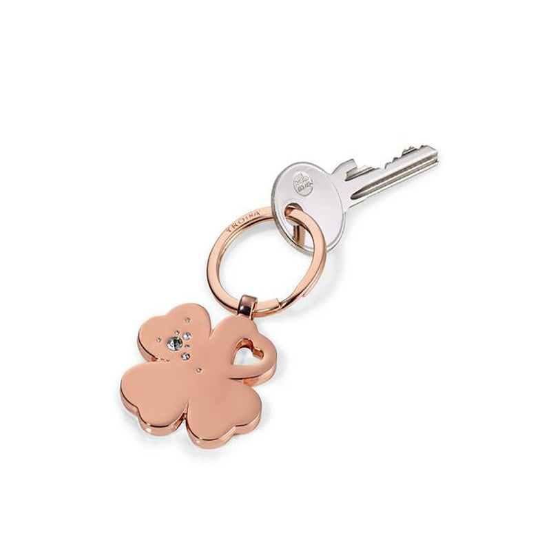 TROIKA Keychains & Keyrings - Multiple Premium Materials 4 leaf clover in bronze design