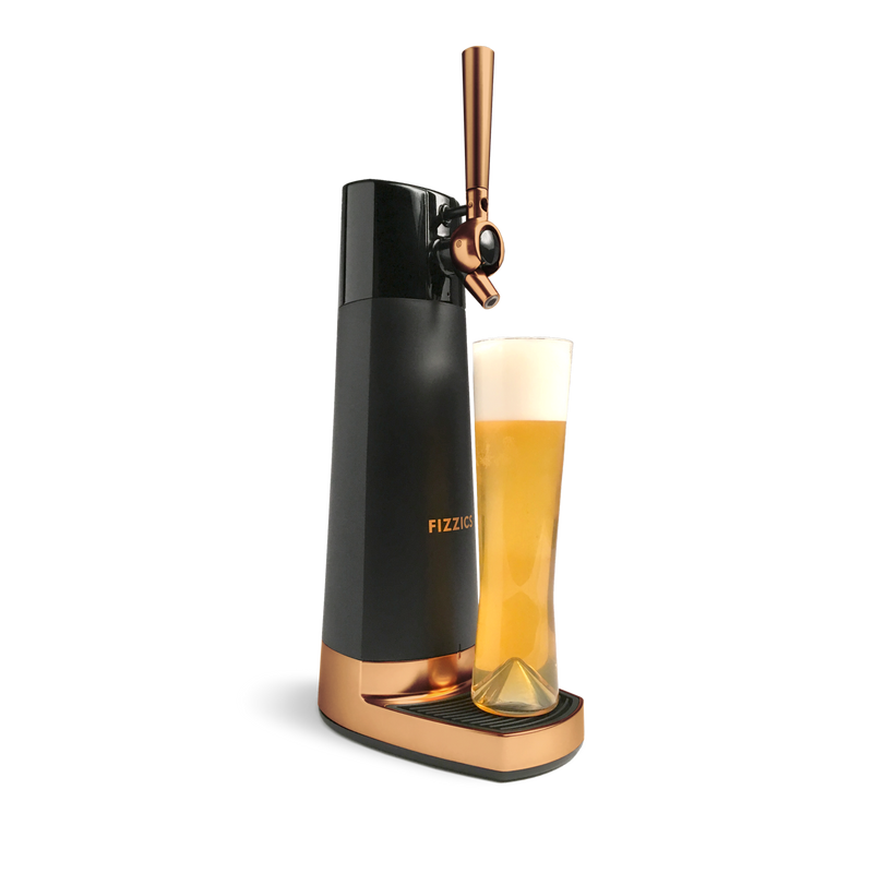 Fizzics DraftPour – Portable and Fresh Beer Nitro-Style with tall glass of beer