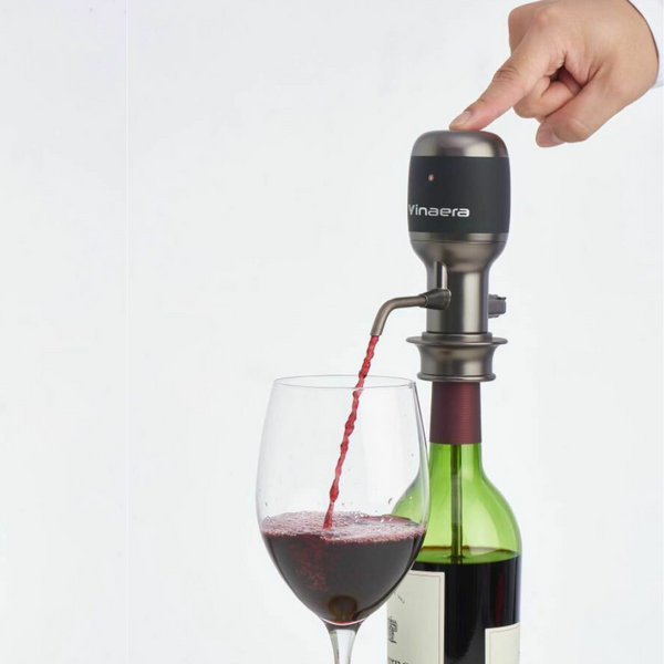 Vinaera Pro Instant Adjustable Electronic Wine Aerator immediately decanting red wine