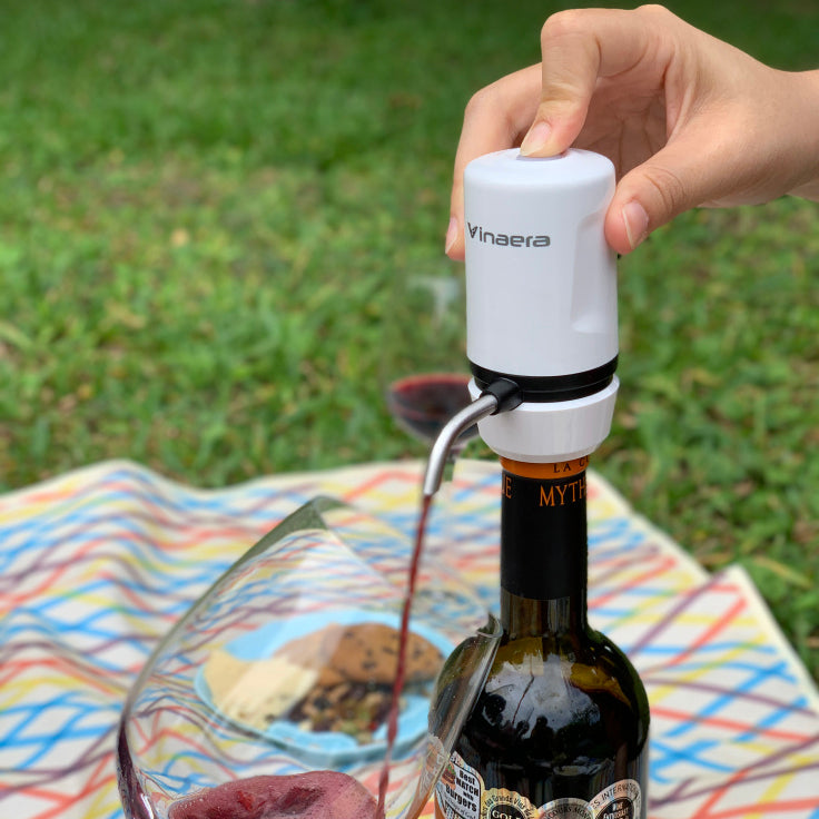 Vinaera Travel Smallest Portable Electric Wine Aerator in white