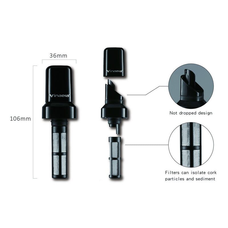 Vinaera Wine Pourer With Filter - patented design and filters for smooth wine